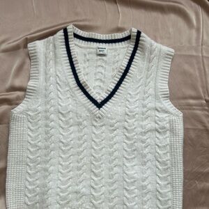 Sunday Best White Cable Knit Sweater Vest